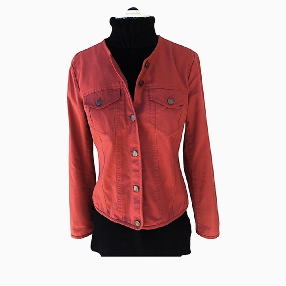 Pendleton‎ Cotton Blend Collarless Chest Flap Pockets Buttons Coral Jacket XS